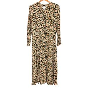 Express Vintage 90’s Floral Button  Maxi/Midi Dress Boho Cottagecore Victorian